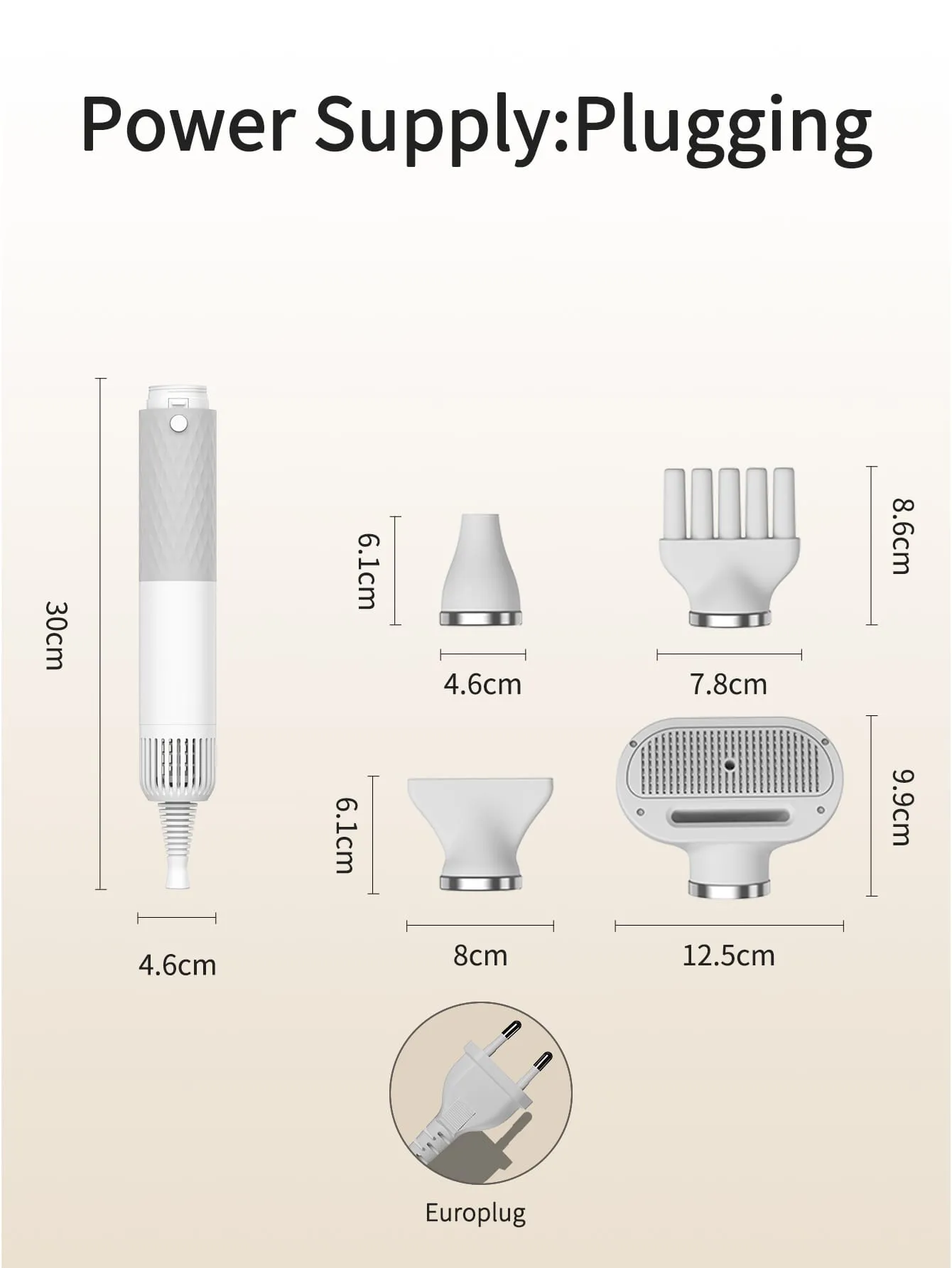 1Set,EU Plug Portable 2 in 1 Pet Hair Dryer For Dogs Cat Grooming Comb Brush NTC Smart Control Professional Dog Blow Dryer Pet Blower