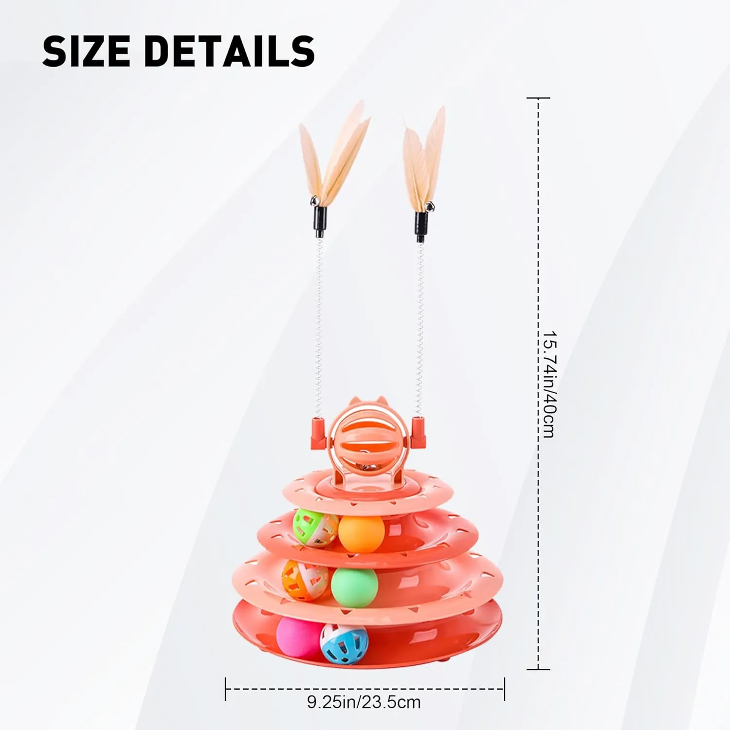 2 in 1 Cat Interactive Toy Roller 3-Level Turntable Cat Slow Feeder Food Dispenser Wand (RED)