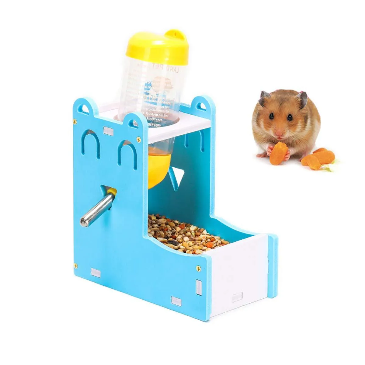 2 in 1 Hamster Hanging Water Bottle Pet Auto Dispenser with Base for Hamster Rat Gerbil Mouse Guinea Pig 125ML