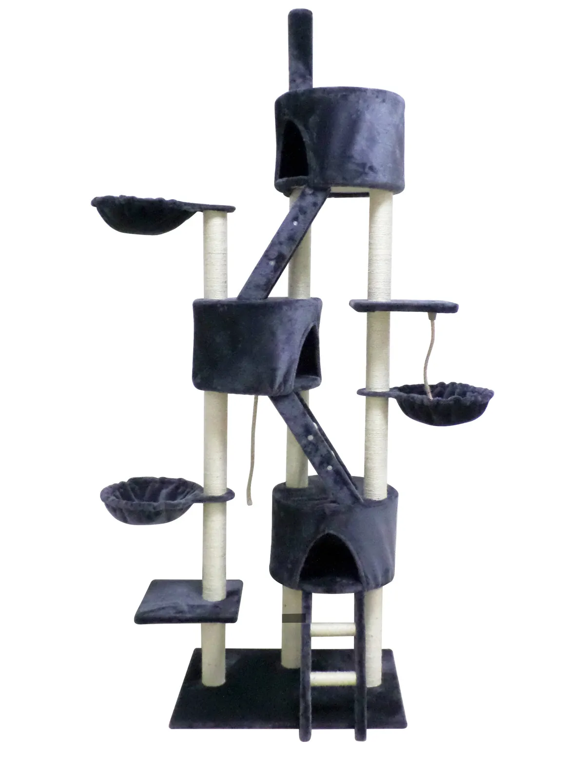 244cm XL Multi Level Cat Scratching Post Tree (Grey)