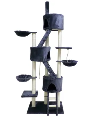 244cm XL Multi Level Cat Scratching Post Tree (Grey)