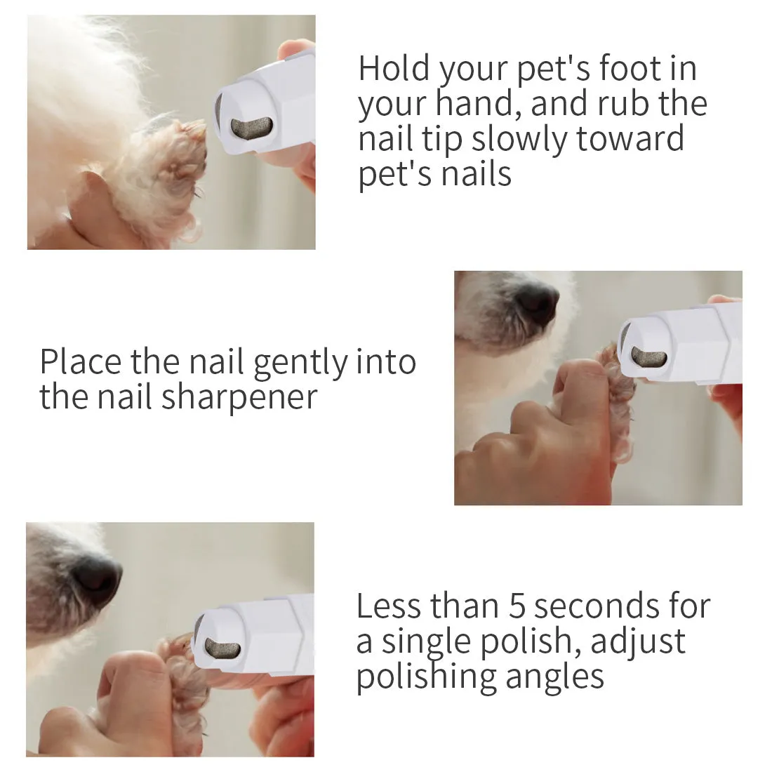 3 Modes Pet Nail Grinder Dog Cat Grooming Trimmer Electric Claw Toe Clipper