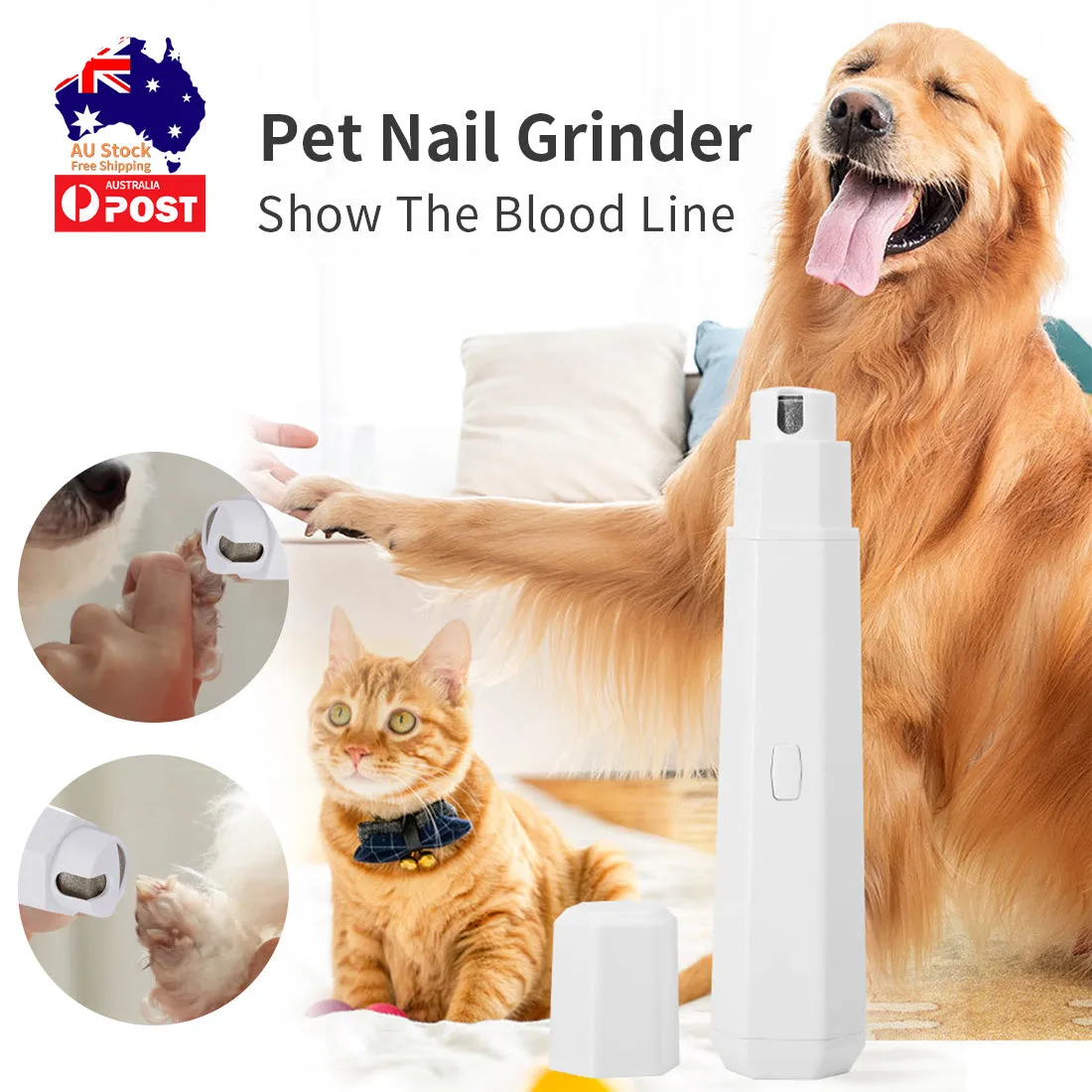 3 Modes Pet Nail Grinder Dog Cat Grooming Trimmer Electric Claw Toe Clipper