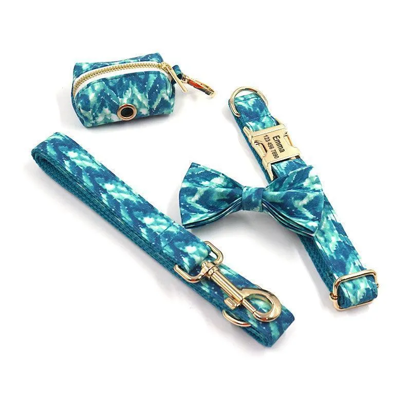 5 PCS Personalized Dog Collar & Harness Leash Set