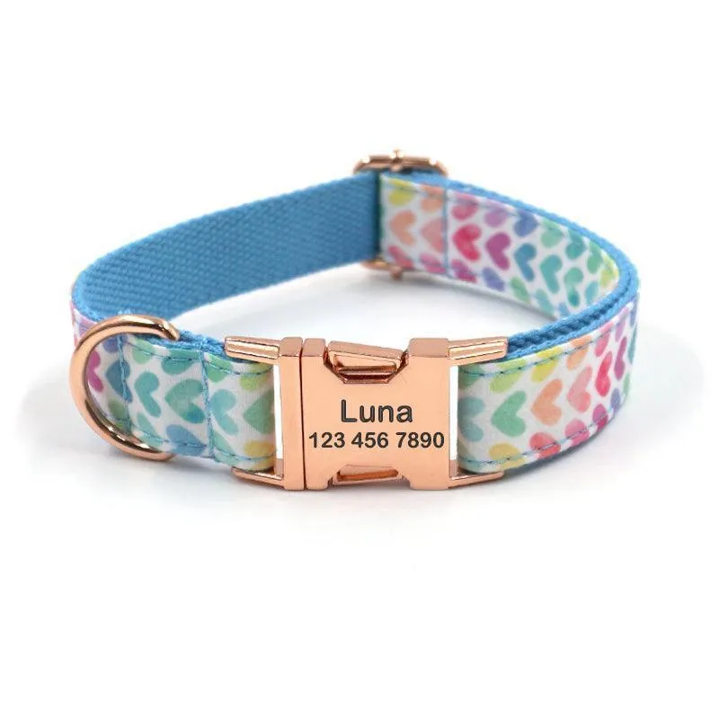 5 PCS Personalized Dog Collar & Harness Leash Set
