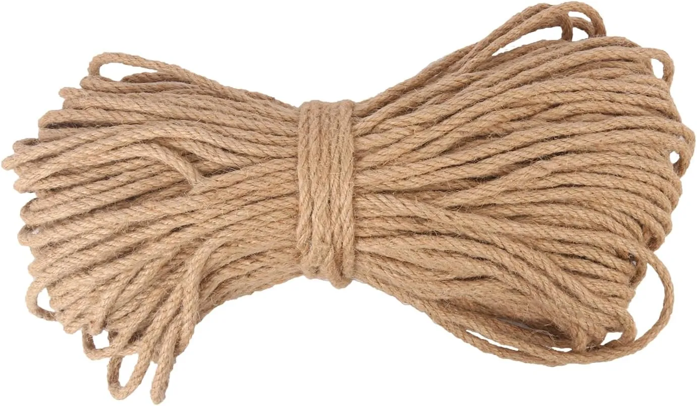 7 mm Jute Rope, 328 Feet Hemp Rope, Heavy Duty Jute Twine for Cat Scratch Post, Climbing Plants, Balcony Guardrail