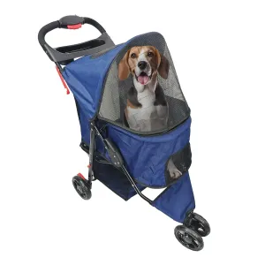AmorosO Pet Stroller for Convenience and Mobility | Effortless Cat and Dog Pet Carrier | Storage Compartment & Foldable for Easy Walking and Transport | Indoor and Outdoor Uses | Blue Pet Carrier