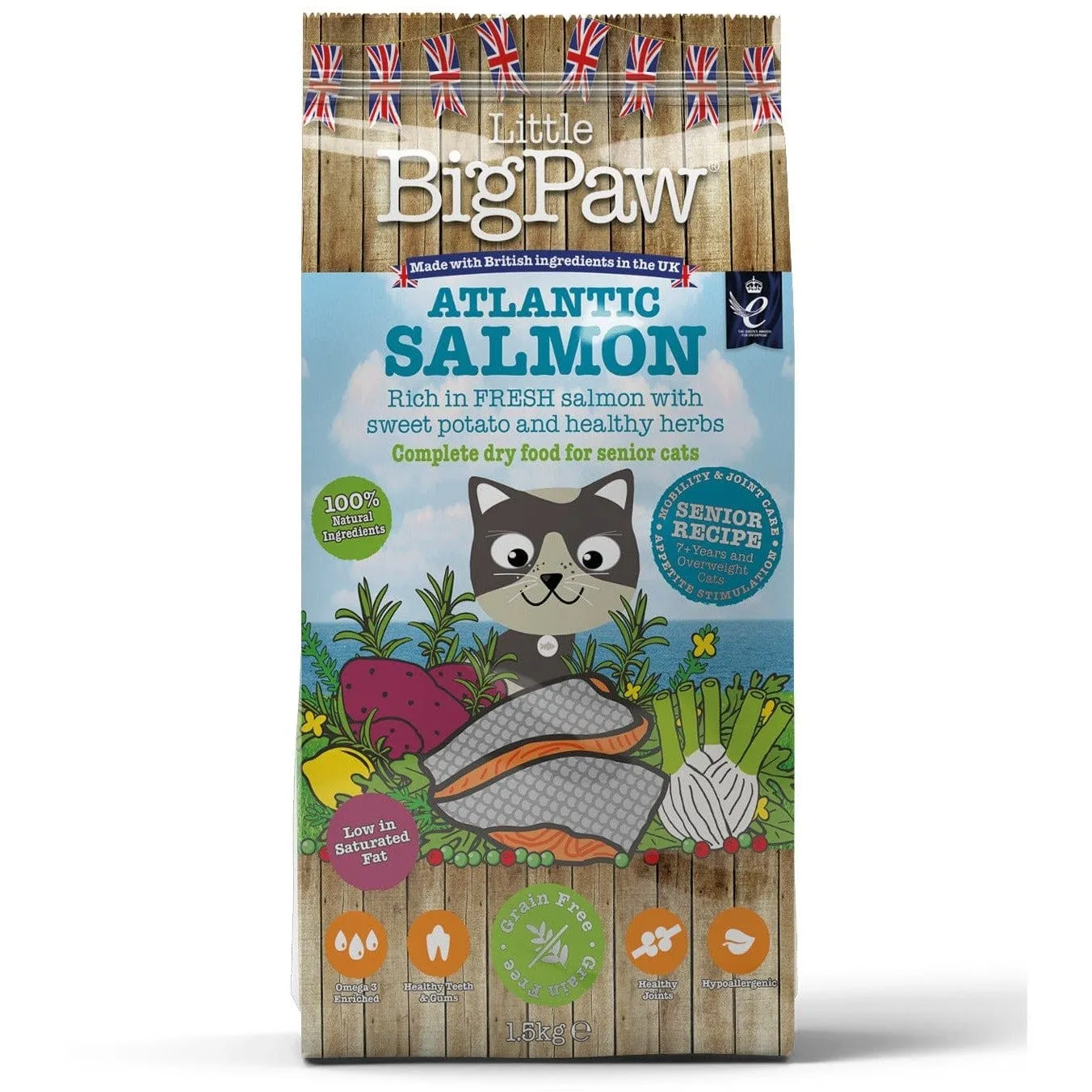 Atlantic Salmon Complete dry food for Senior Cats 1.5KG /Little BigPaw