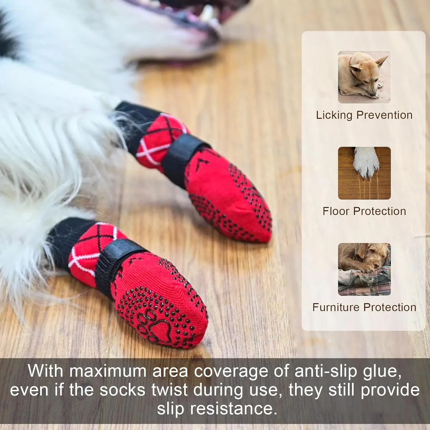 BEAUTYZOO Dog Socks - Anti Lick, Anti Slip, Senior Dog Grippy Socks - Size SM