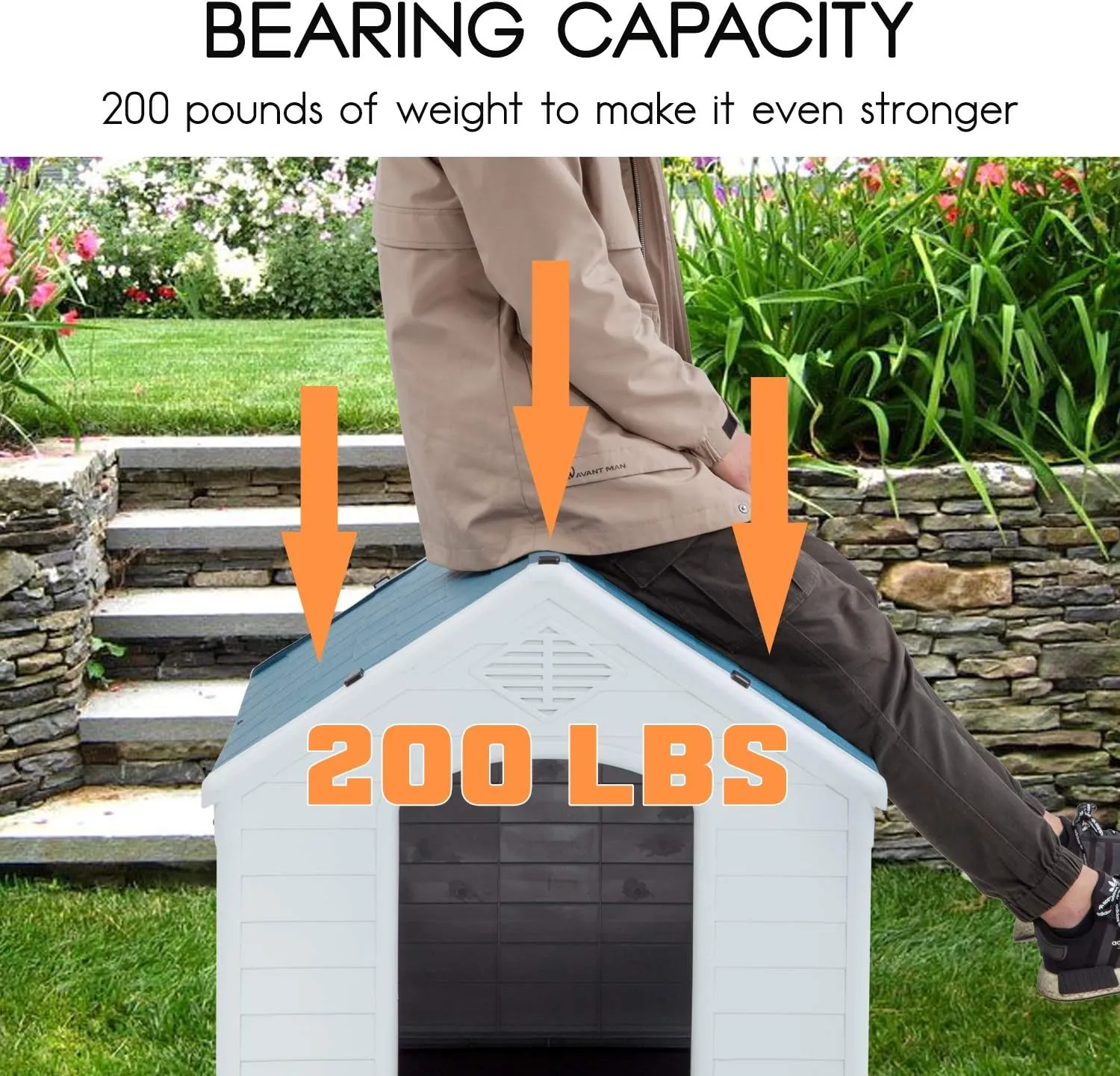 BestPet Dog House Indoor Outdoor Insulated Kennel Durable Plastic Dog House for Small Medium Large Dogs Weather & Water Resistant Pet Crate with Air Vents and Elevated Floor