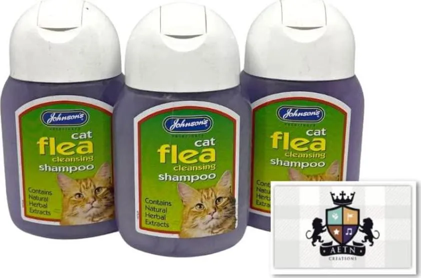 Cat Flea Shampoo Bundle Pack Consist Of Three Packs In 125ml Each Johnson Cleansing For Cat&#039;s And AETN Creations Fridge Magnet Beautiful Cleanse Flea&#039;s On Coat