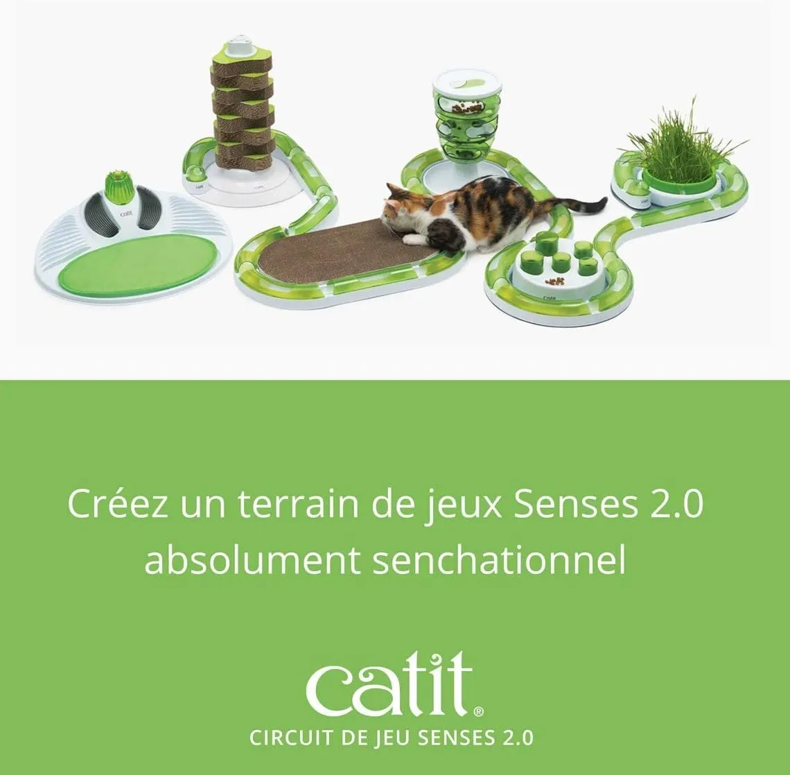 Catit Senses 2.0 Play Circuit Interactive Cat Toy - 8-Piece Closed-Track Ball Toy for All Breed Sizes