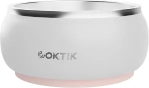 COKTIK Dog Bowl, Insulated Stainless Steel Food Bowls for Dogs & Cats, Non-Slip Dog Bowls Water Bowl Large Breed, Easy to Clean, Durable and Dishwasher Safe (32oz, White)