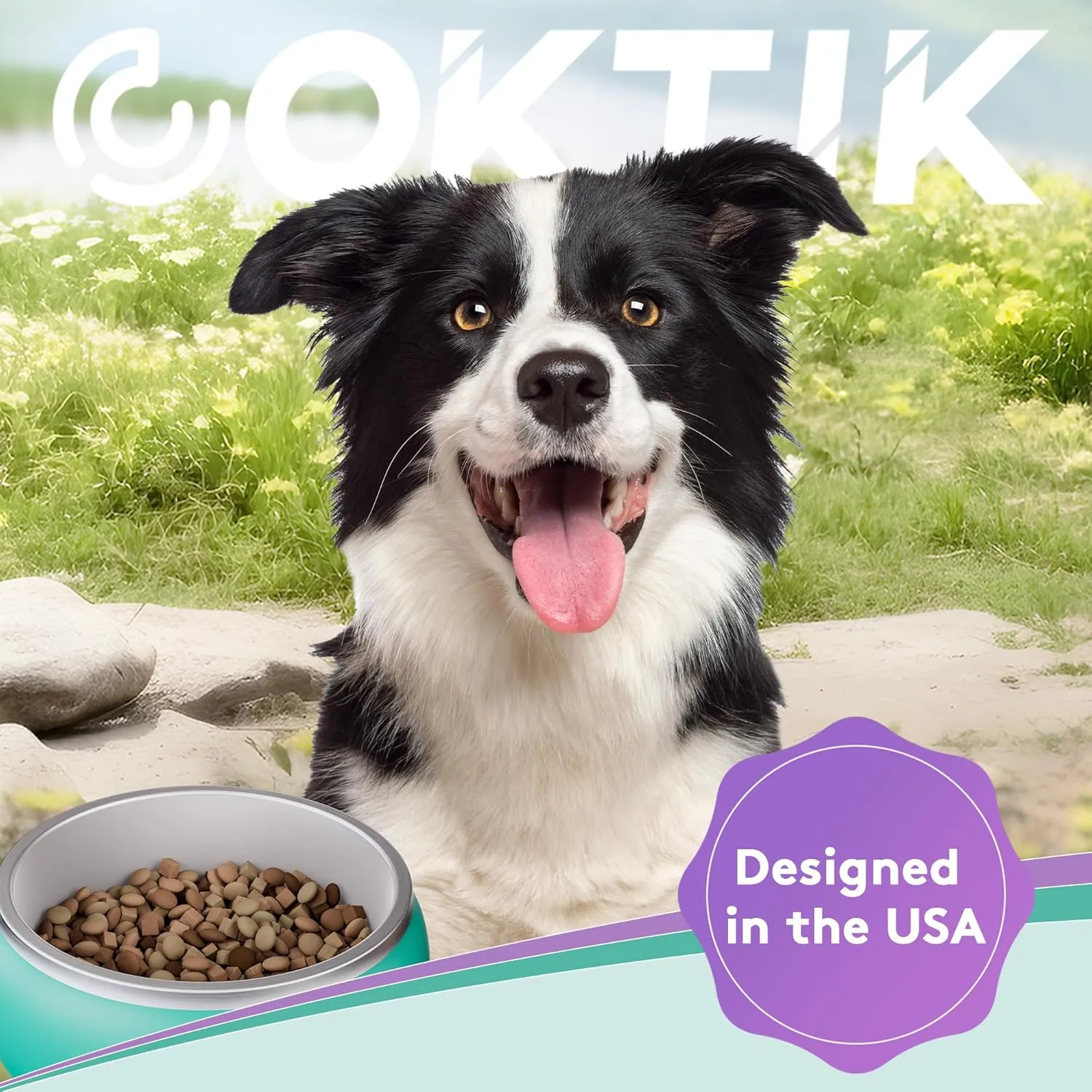 COKTIK Dog Bowl, Insulated Stainless Steel Food Bowls for Dogs & Cats, Non-Slip Dog Bowls Water Bowl Large Breed, Easy to Clean, Durable and Dishwasher Safe (32oz, White)