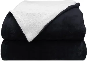 Comfort Lab Reversible Flannel Sherpa Throw Blanket - Elegant Fluffy Throw Blankets for Couch and Home Decor - Anti Pilling Non Shedding Cozy & Warm Fleece Throws - Baby/Pet (30" x 40") - Navy