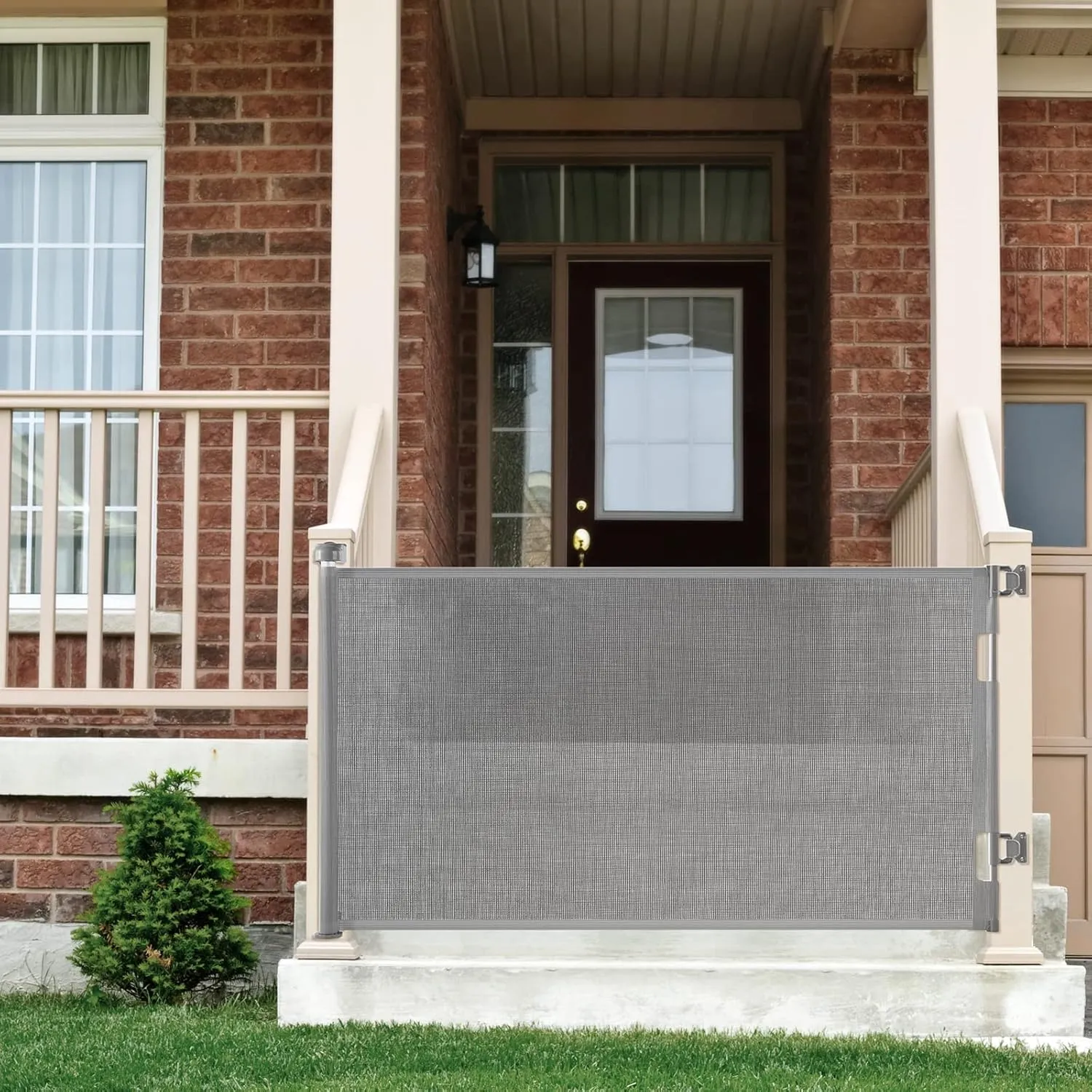 Cumbor Baby Gate Retractable Gates for Stairs, Mesh Dog Gate for The House, Wide Pet Gate 33" Tall, Extends to 55" Wide, Long Child Safety Gates for Doorways, Hallways, Cat Gate Indoor/Outdoor(Gray)