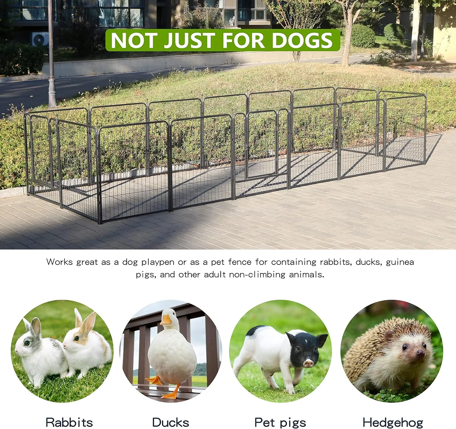 Dog Playpen,24/32/40 Inch Height in Heavy Duty,Folding Indoor Outdoor Dog Exercise Fence, Portable Pet Playpen with Door for Large Medium Dogs - Silver Gray (8 Panels, 32 inch)
