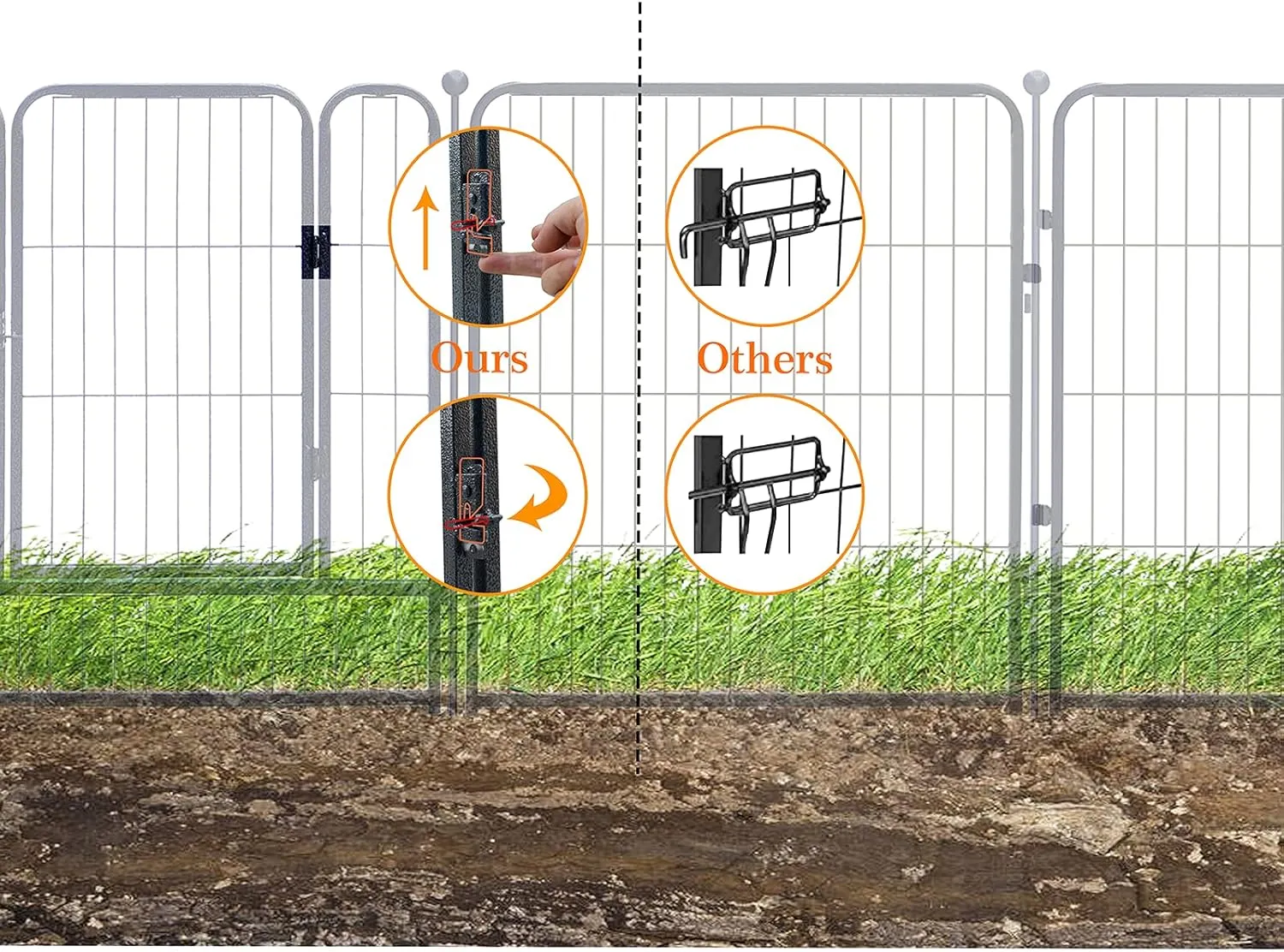 Dog Playpen,24/32/40 Inch Height in Heavy Duty,Folding Indoor Outdoor Dog Exercise Fence, Portable Pet Playpen with Door for Large Medium Dogs - Silver Gray (8 Panels, 32 inch)