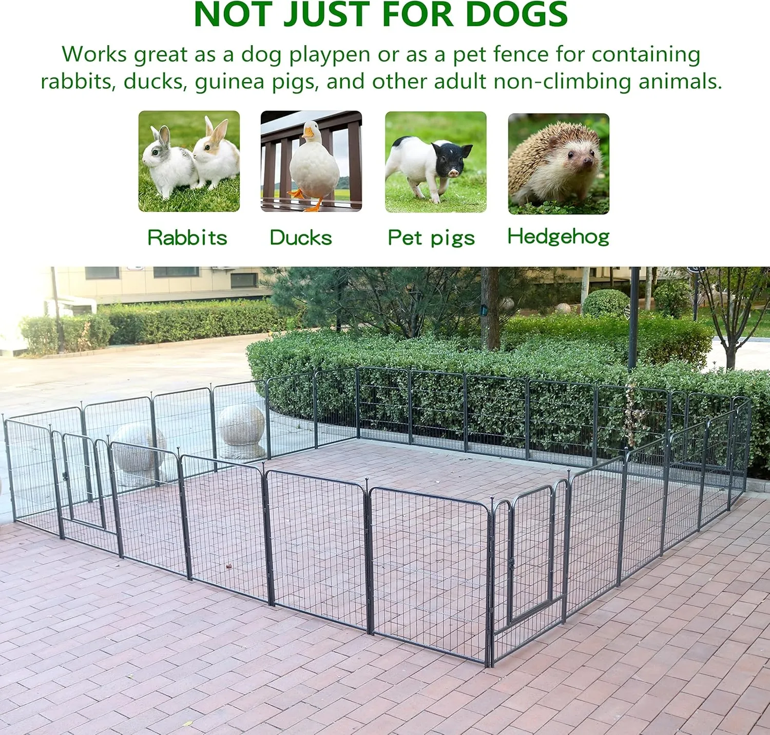 Dog Playpen,24/32/40 Inch Height in Heavy Duty,Folding Indoor Outdoor Dog Exercise Fence, Portable Pet Playpen with Door for Large Medium Dogs - Silver Gray (8 Panels, 32 inch)