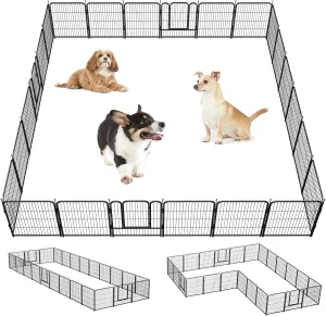 Dog Playpen,24/32/40 Inch Height in Heavy Duty,Folding Indoor Outdoor Dog Exercise Fence, Portable Pet Playpen with Door for Large Medium Dogs - Silver Gray (8 Panels, 32 inch)