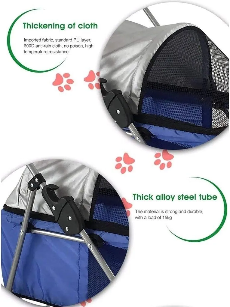 Double Dog Stroller Pet Travel Stroller Dog Stroller Pet Buggy Disabled Dog Pushchair 2 Front Swivel Wheels & Rear Brake 360 Rotation Front Wheel Max Loading (C) (F)
