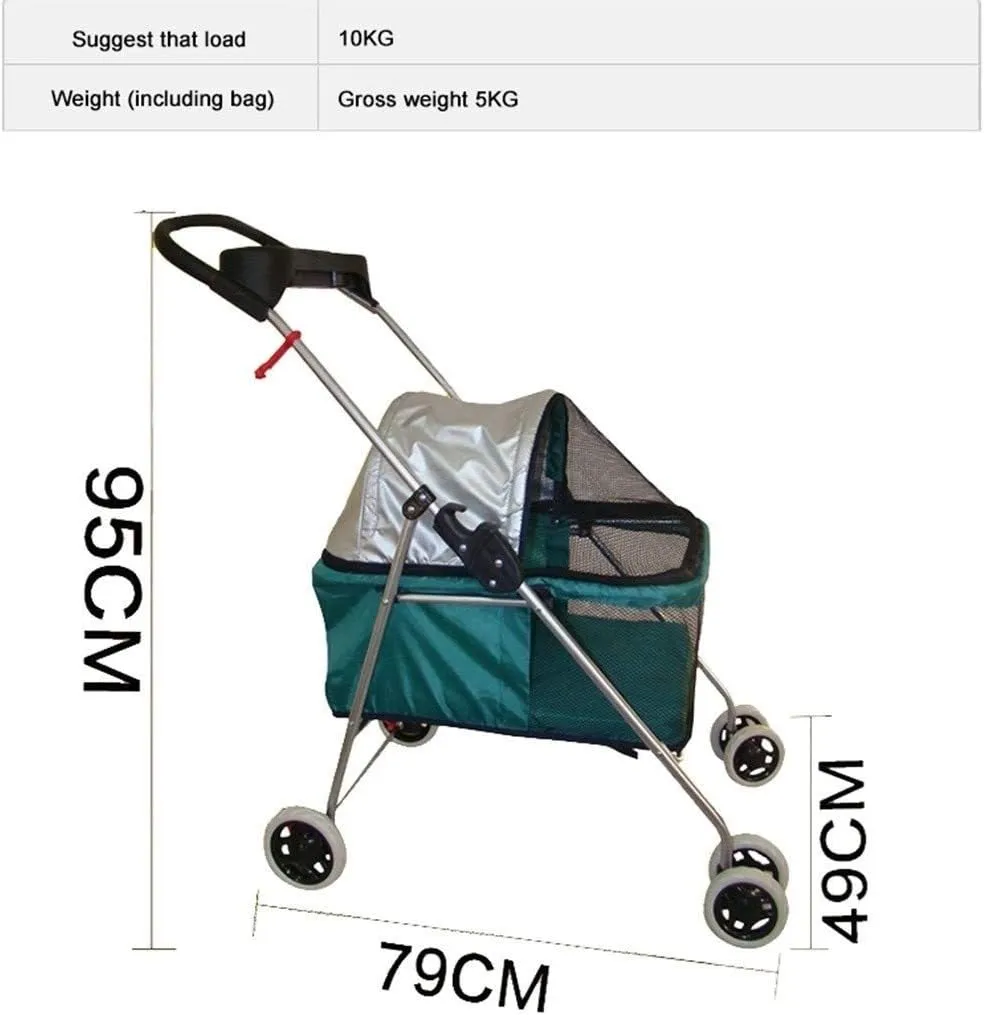 Double Dog Stroller Pet Travel Stroller Dog Stroller Pet Buggy Disabled Dog Pushchair 2 Front Swivel Wheels & Rear Brake 360 Rotation Front Wheel Max Loading (C) (F)