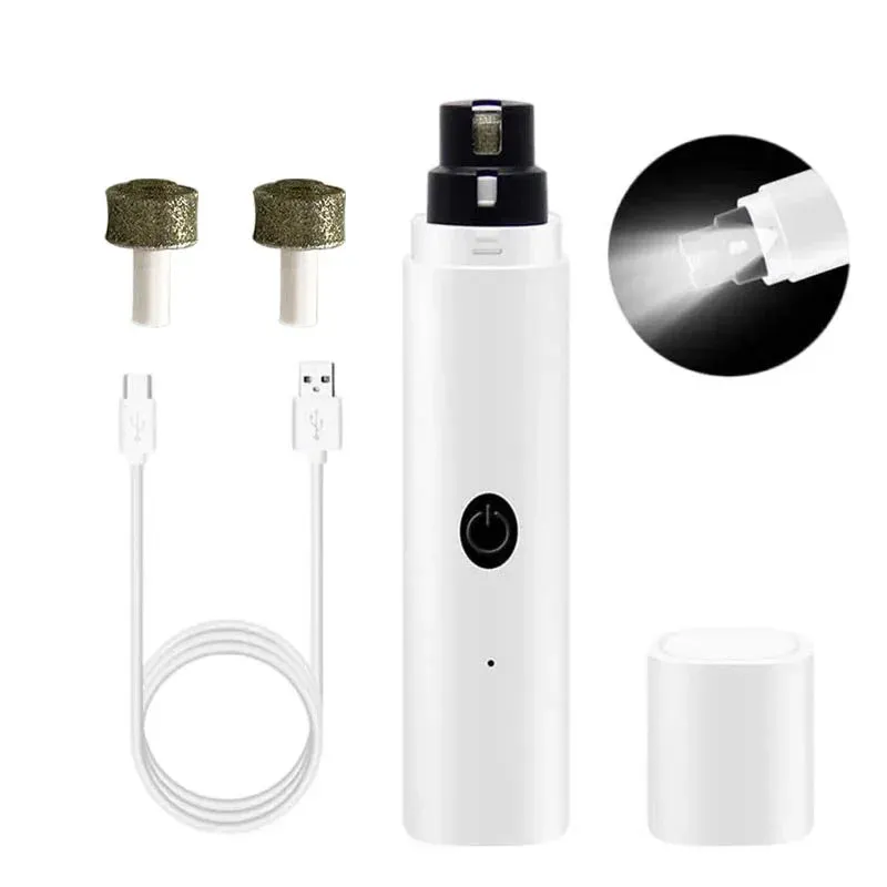Electric Dog Nail Grinder Clipper, USB Charging LED Light