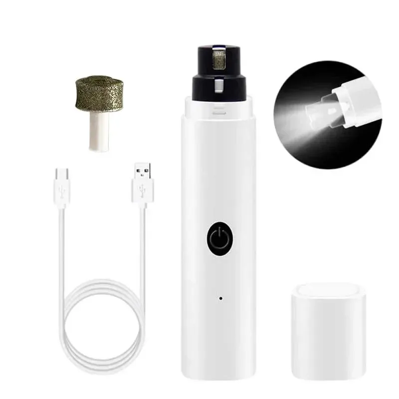 Electric Dog Nail Grinder Clipper, USB Charging LED Light