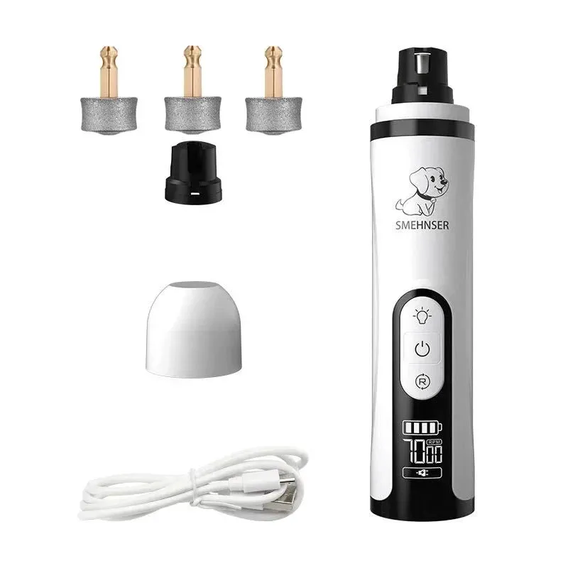 Electric Dog Nail Grinder Clipper, USB Charging LED Light