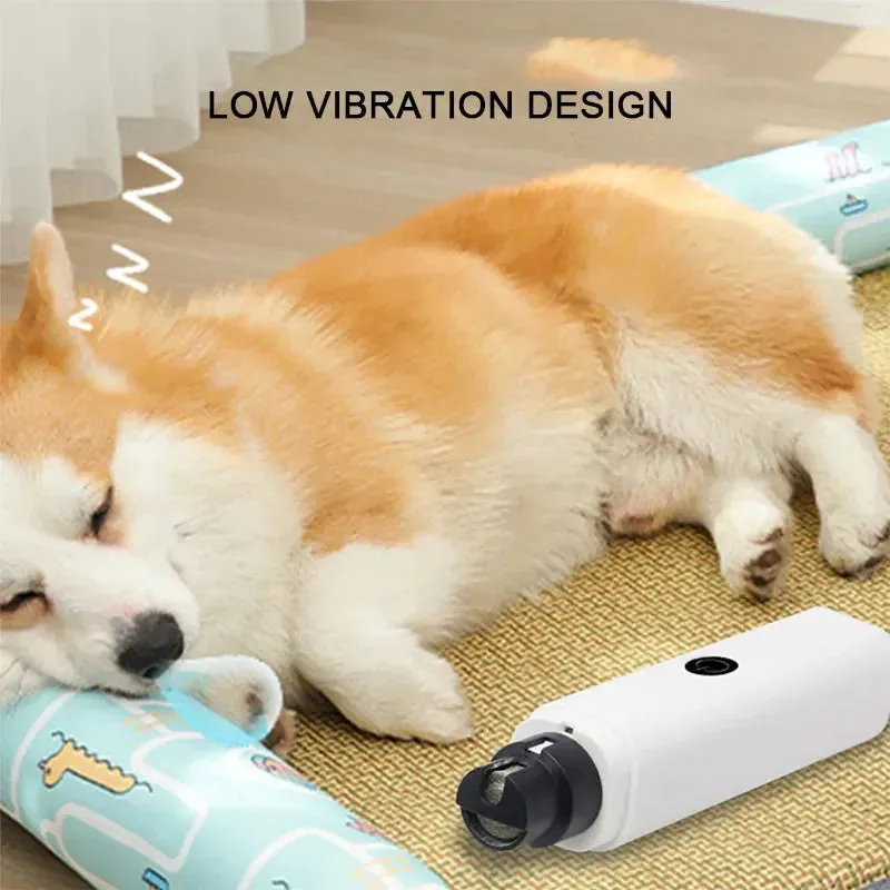 Electric Dog Nail Grinder Clipper, USB Charging LED Light