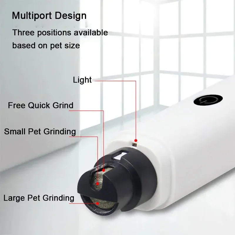 Electric Dog Nail Grinder Clipper, USB Charging LED Light