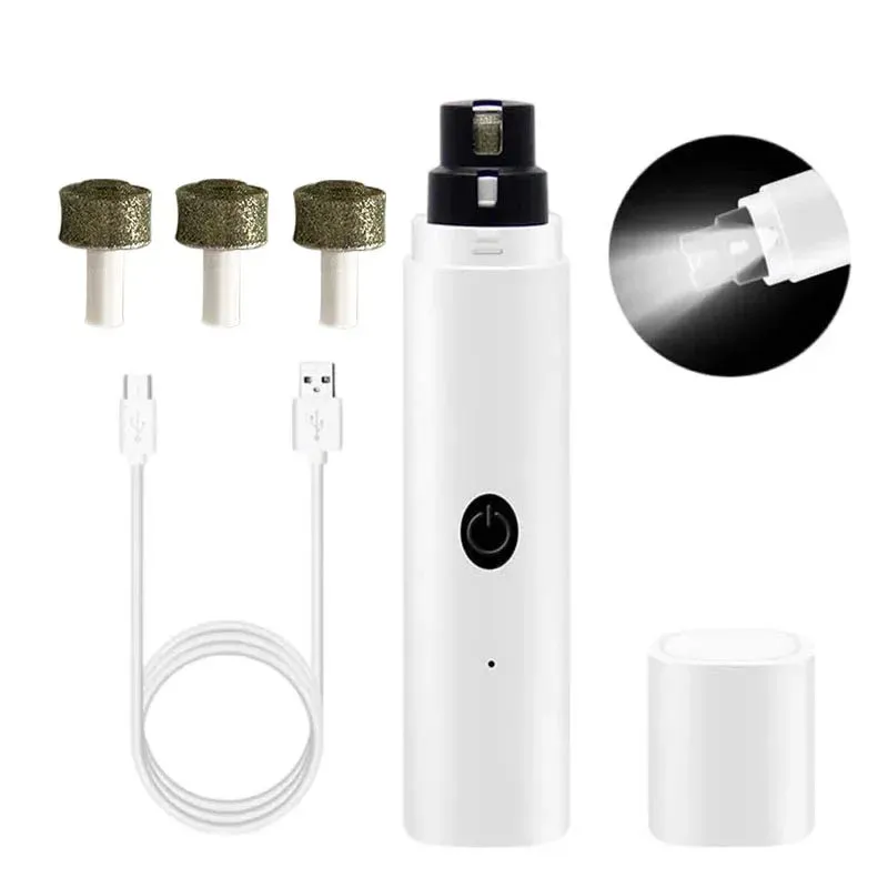 Electric Dog Nail Grinder Clipper, USB Charging LED Light