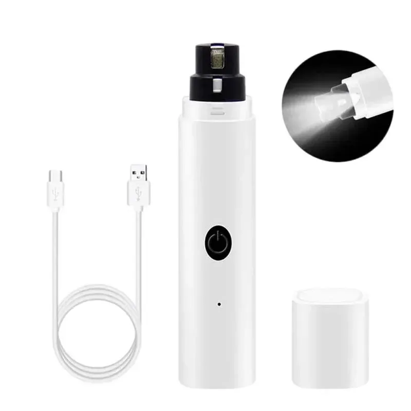 Electric Dog Nail Grinder Clipper, USB Charging LED Light