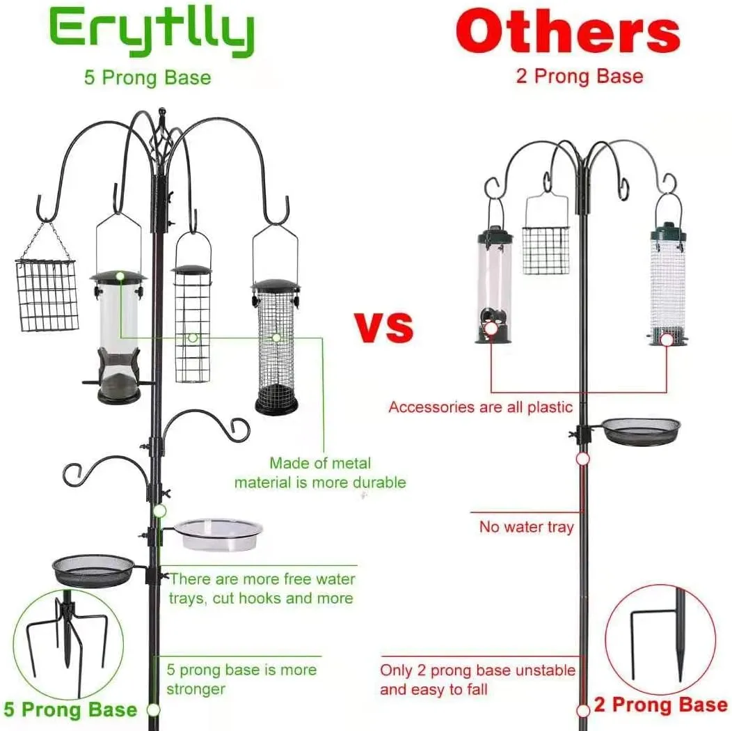 ERYTLLY Bird Feeding Station Kit Bird Feeder Pole Wild Bird Feeder Hanging Kit Planter Hanger Multi Feeder Hanging with Metal Suet Feeder Bird Bath for Attracting Wild Birds
