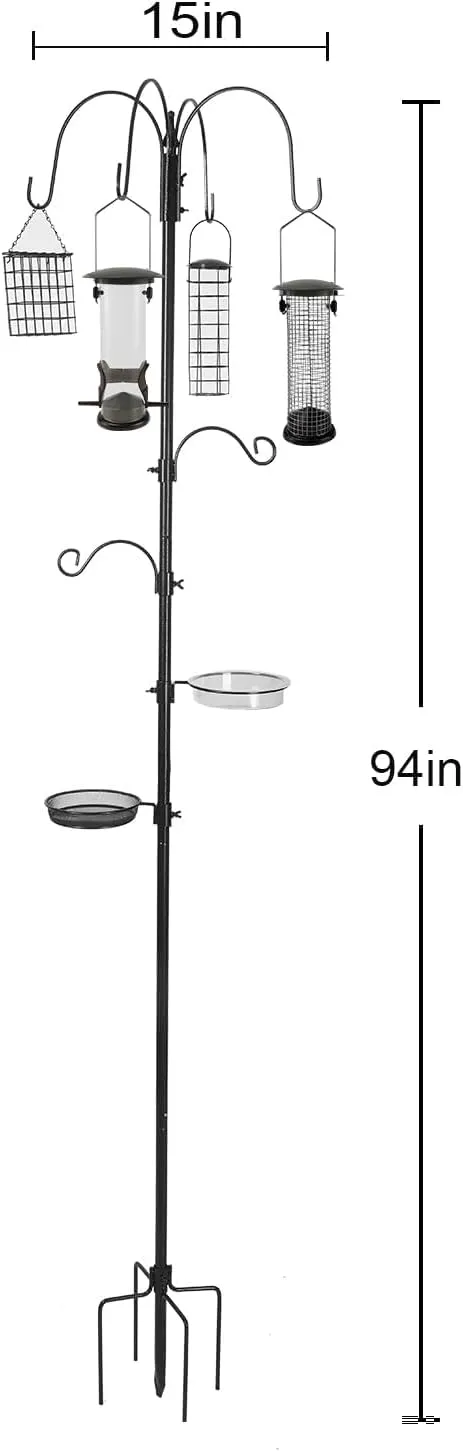 ERYTLLY Bird Feeding Station Kit Bird Feeder Pole Wild Bird Feeder Hanging Kit Planter Hanger Multi Feeder Hanging with Metal Suet Feeder Bird Bath for Attracting Wild Birds