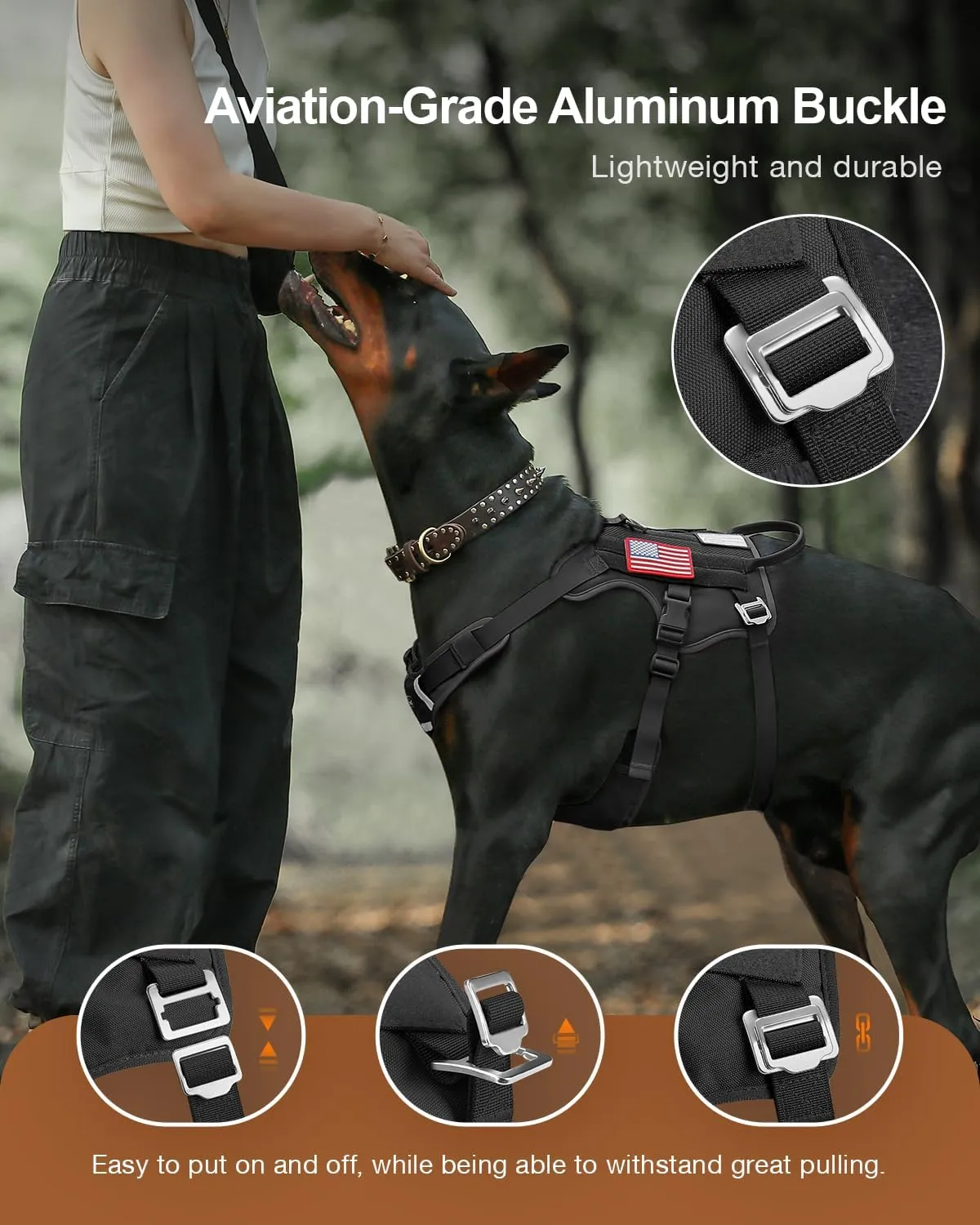 FAYOGOO Tactical Dog Harness for Large Dogs - Heavy Duty Dog Harness Escape Proof with Handle - No Pull Military Service Dog Vest with Removable Patches for Walking,Training,Hiking