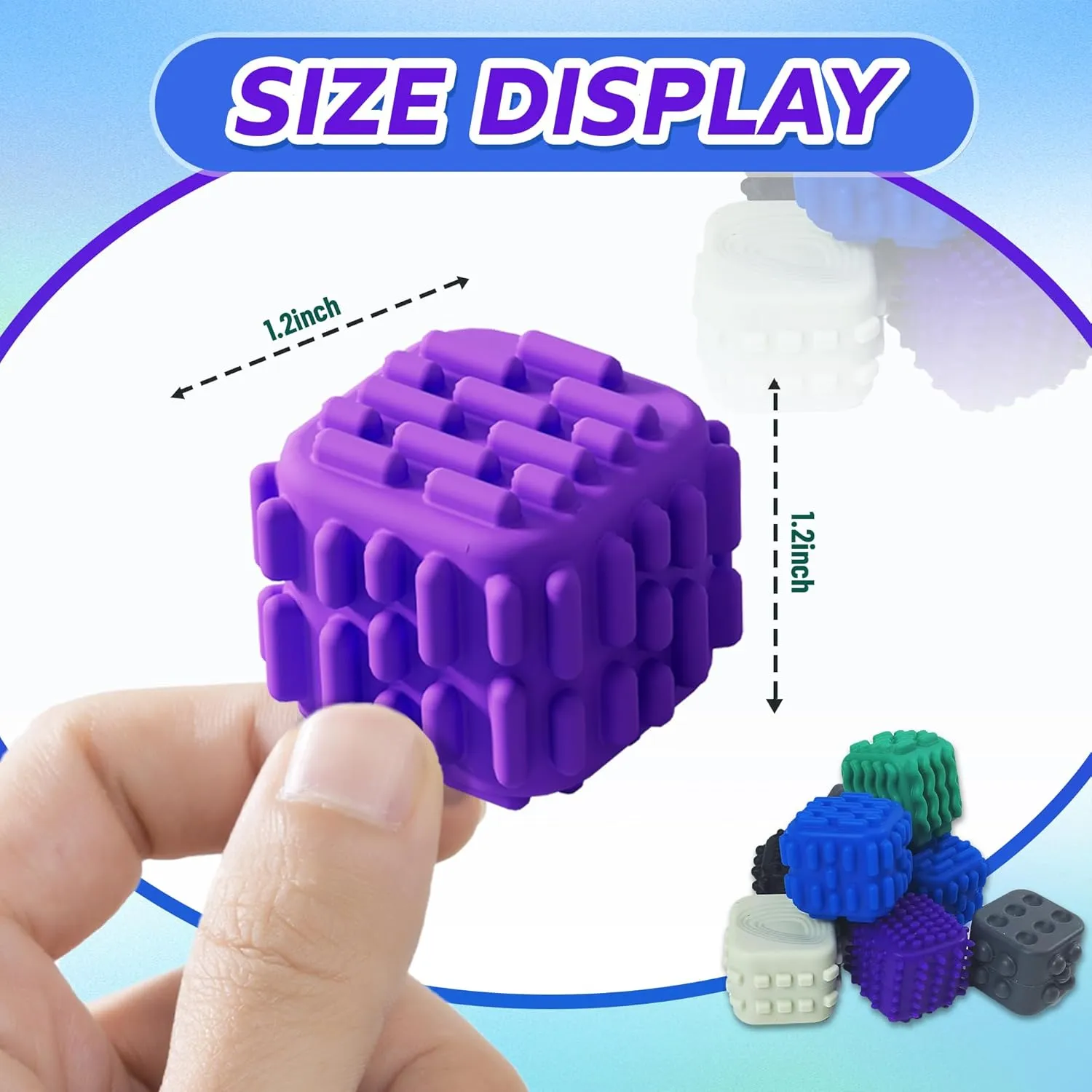 Fidget Cube Toys Adults Textured Silicone Sensory Worry Stones for Autism ADHD Kids Teen Mini Office Desk Quiet Fidgets Silent Small Calming Down Corner Stress Tools Anxiety Relief Toy for Classroom