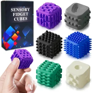 Fidget Cube Toys Adults Textured Silicone Sensory Worry Stones for Autism ADHD Kids Teen Mini Office Desk Quiet Fidgets Silent Small Calming Down Corner Stress Tools Anxiety Relief Toy for Classroom