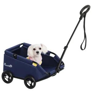Foldable Dog Stroller with Bag and Cushion, in Steel and Oxford Fabric, 53x45x28 cm, Dark Blue