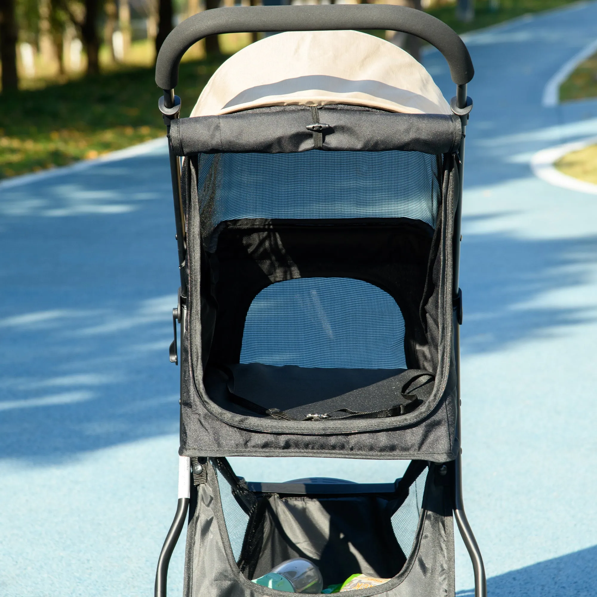 Foldable Pet Stroller w/ Rain Cover, for XS Dogs, S Dogs - Khaki