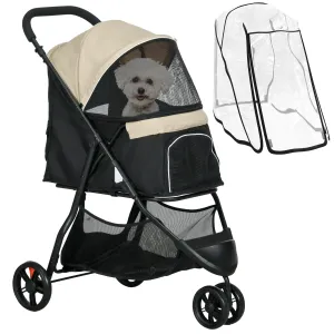 Foldable Pet Stroller w/ Rain Cover, for XS Dogs, S Dogs - Khaki