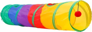 Foldable Rainbow Stitched Pet Tunnel for Cats Cat Tunnel Cat Tube Colorful cat Tunnel Toy for Training and Interaction Perfect for Playing and Playing Games with Your Furry Friends,Colored