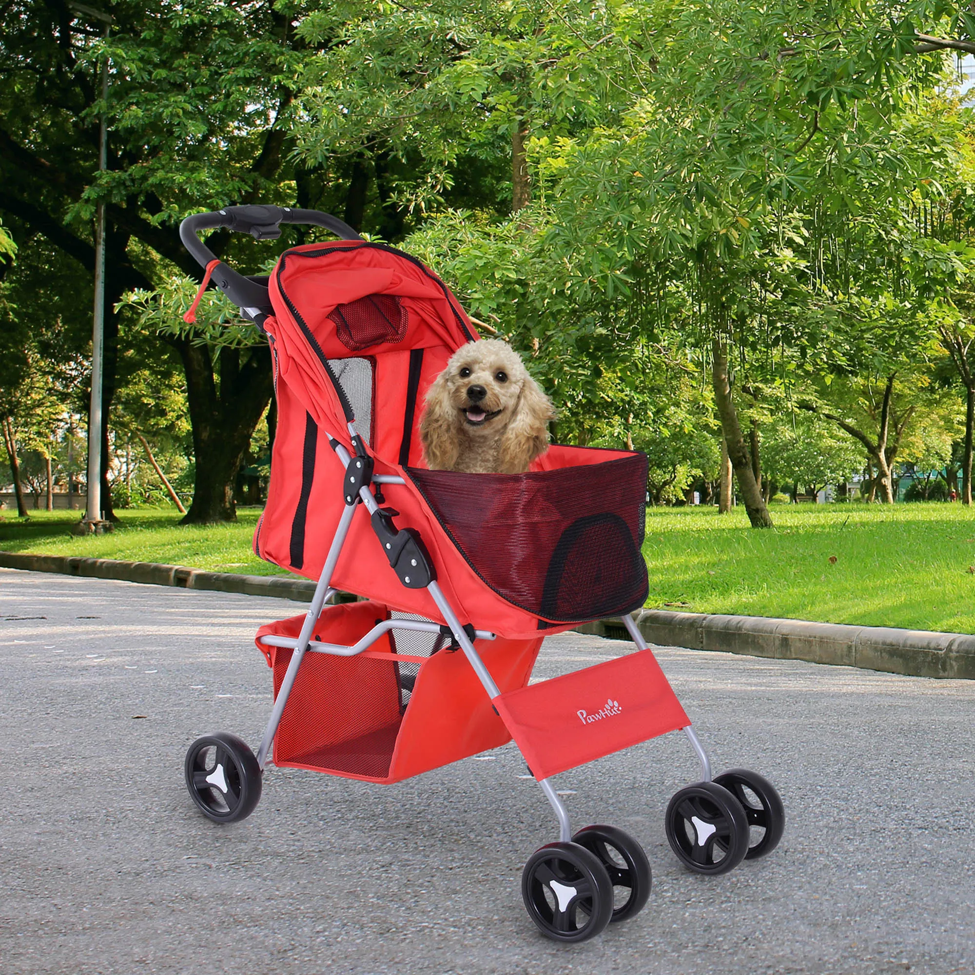 Foldable Stroller Pets Foldable 75L x 46D x 94Hcm Red