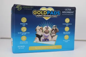 Genesis Pet Goldpads 24x24 Leak-Proof Dog Pee Pads with Adhesive, 5g SAP, 6-Layer, Puppy & Senior Dog Pads
