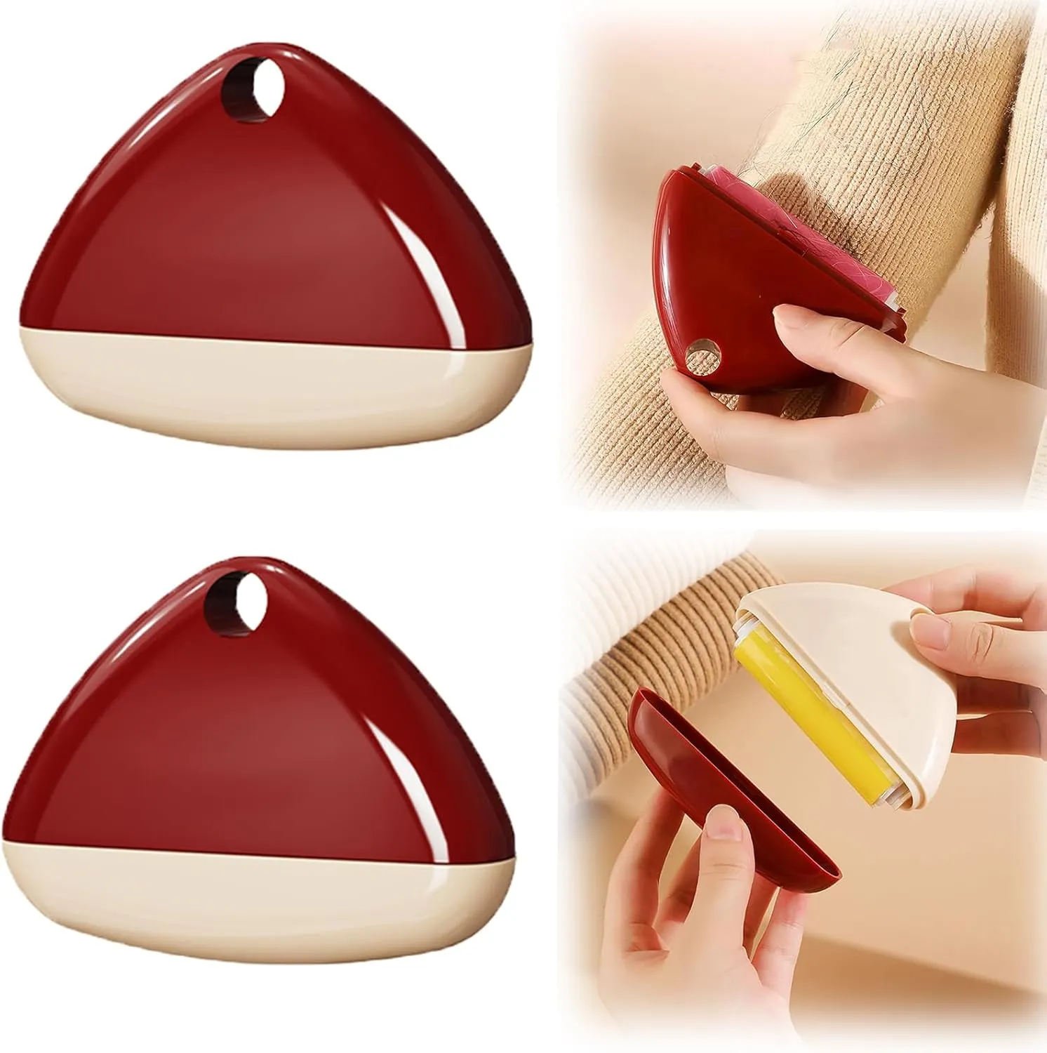 Good Life Lint Roller,Enjoy Lint Roller,Enjoy Sticky Roller,Enjoy Portable Lint Roller,Portable Washable Lint Roller, Triangular Double Color Washable Lint Roller Pet Hair Remover (Red)
