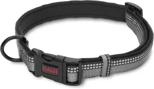 HALTI Comfort Collar - Nylon and Neoprene-Padded Comfy Dog Collar, Reflective, Easy to Fit & Use. Colorful two-tone design, Suitable for Medium Dogs and Puppies (Size M, Black)