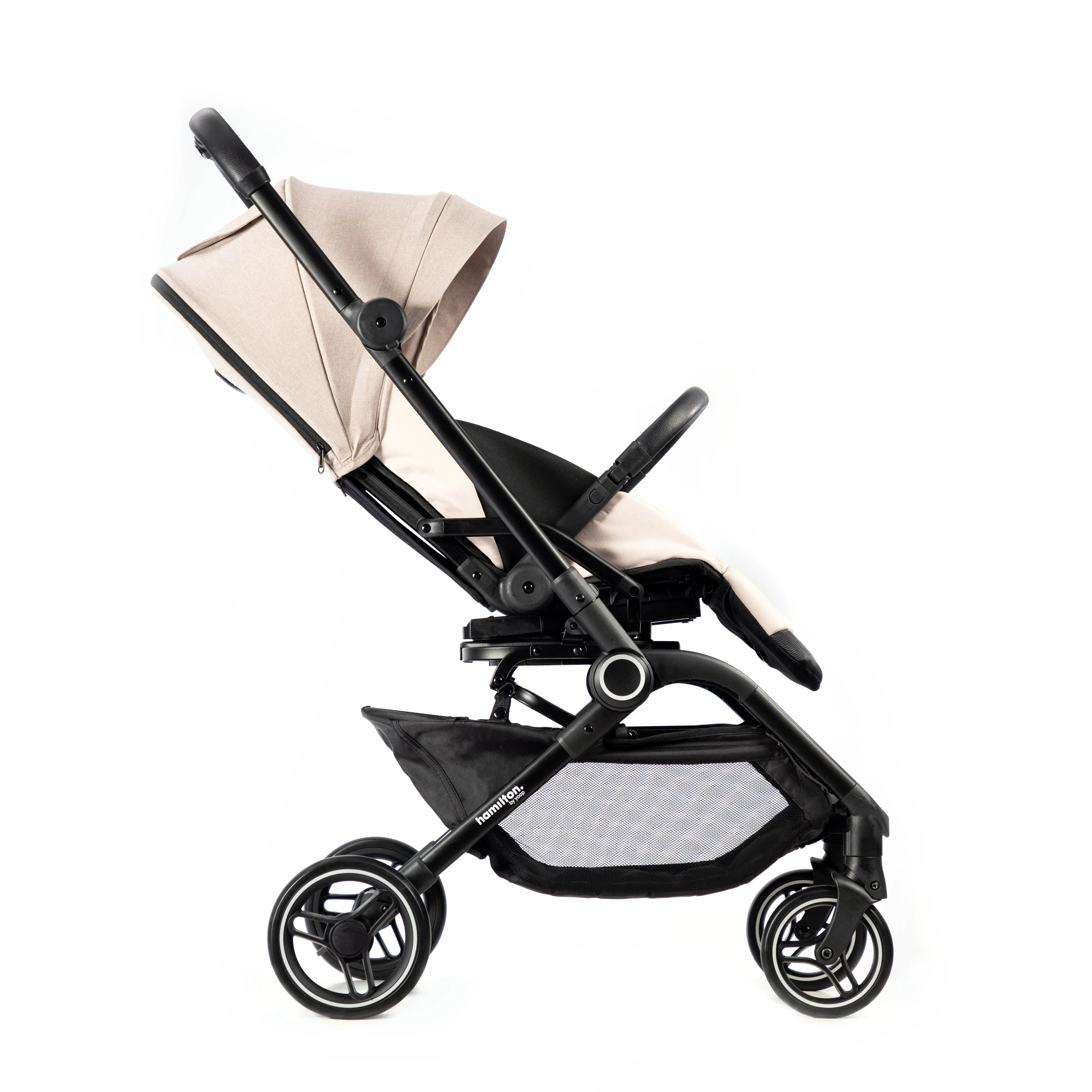 Hamilton by Yoop T1 Buggy – 360° Rotating Seat – MagicFold™ Technology – Foldable – Reflective Wheels with Suspension – Includes Protective Bag and Cup Holder – Adjustable and Manoeuvrable Pushchair – Lightweight Stroller – Folding Buggy – Khaki