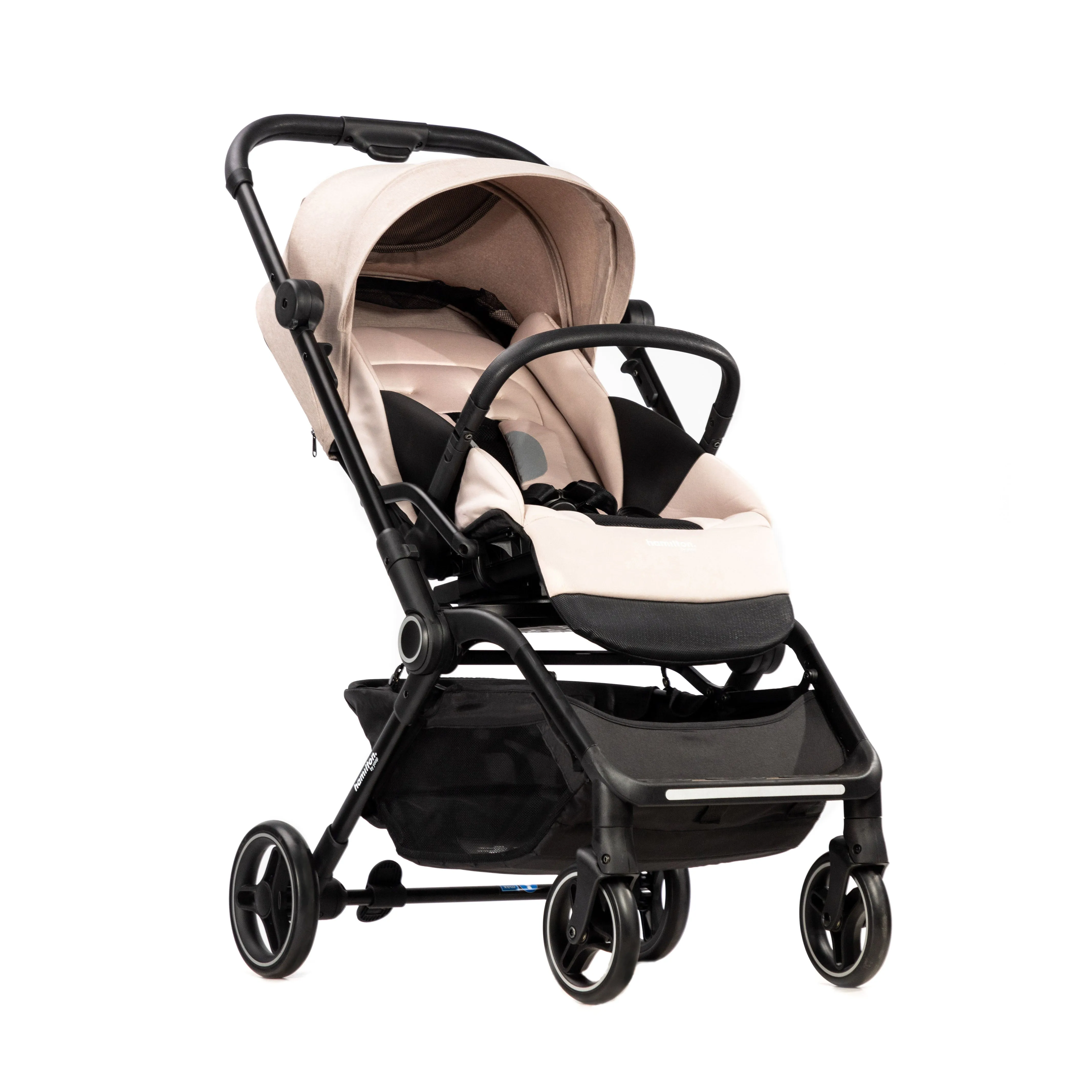 Hamilton by Yoop T1 Buggy – 360° Rotating Seat – MagicFold™ Technology – Foldable – Reflective Wheels with Suspension – Includes Protective Bag and Cup Holder – Adjustable and Manoeuvrable Pushchair – Lightweight Stroller – Folding Buggy – Khaki