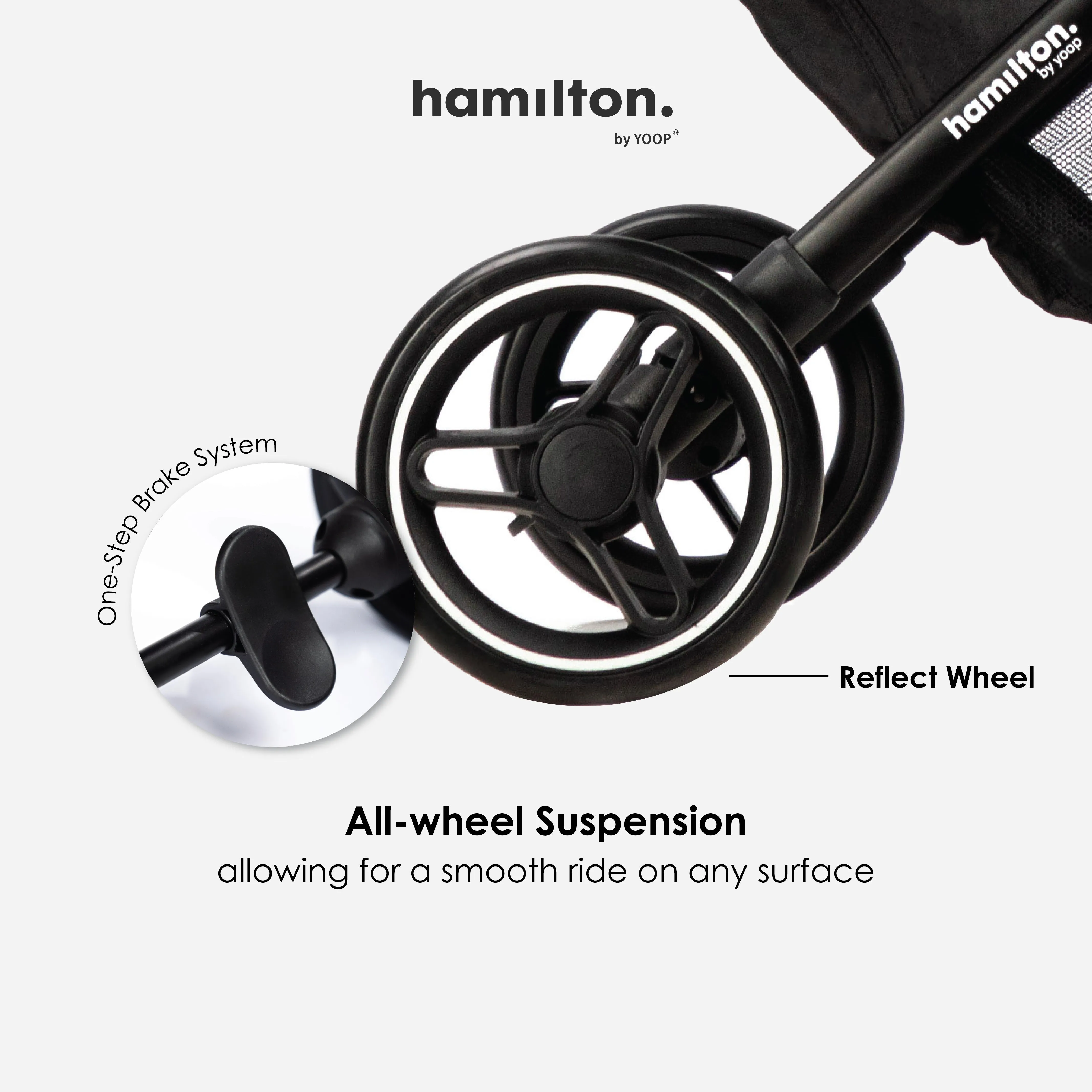 Hamilton by Yoop T1 Buggy – 360° Rotating Seat – MagicFold™ Technology – Foldable – Reflective Wheels with Suspension – Includes Protective Bag and Cup Holder – Adjustable and Manoeuvrable Pushchair – Lightweight Stroller – Folding Buggy – Khaki