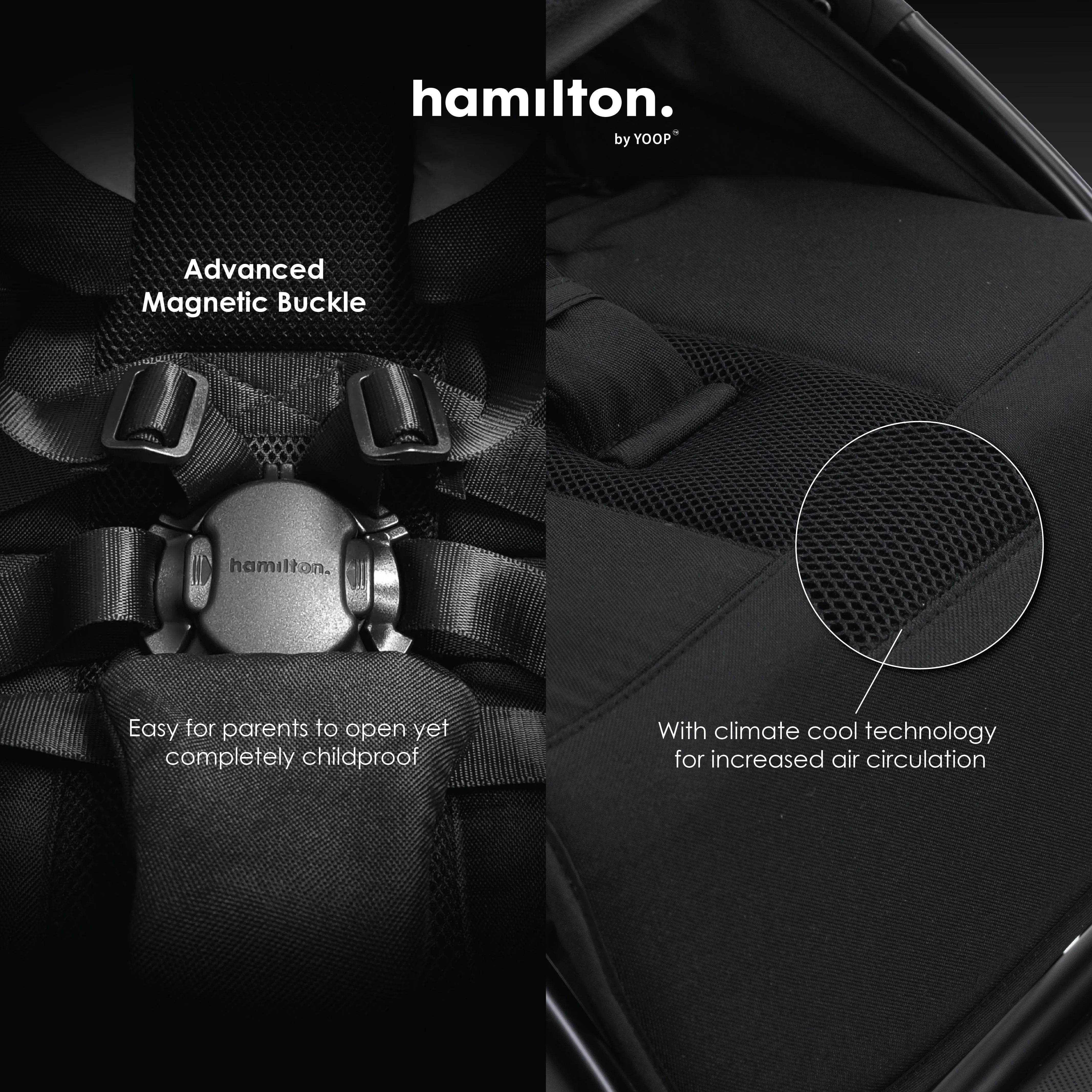 Hamilton by Yoop T1 Buggy – 360° Rotating Seat – MagicFold™ Technology – Foldable – Reflective Wheels with Suspension – Includes Protective Bag and Cup Holder – Adjustable and Manoeuvrable Pushchair – Lightweight Stroller – Folding Buggy – Khaki
